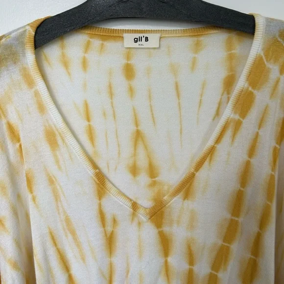 Yellow Tie-Dye Long Sleeve V-Neck Top - Picture 4 of 4